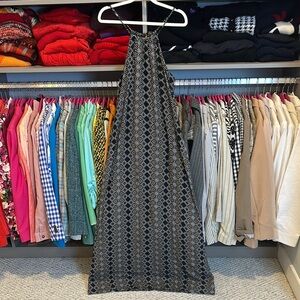 Adam Levine black/yellow/white print sleeveless back tie maxi dress size M